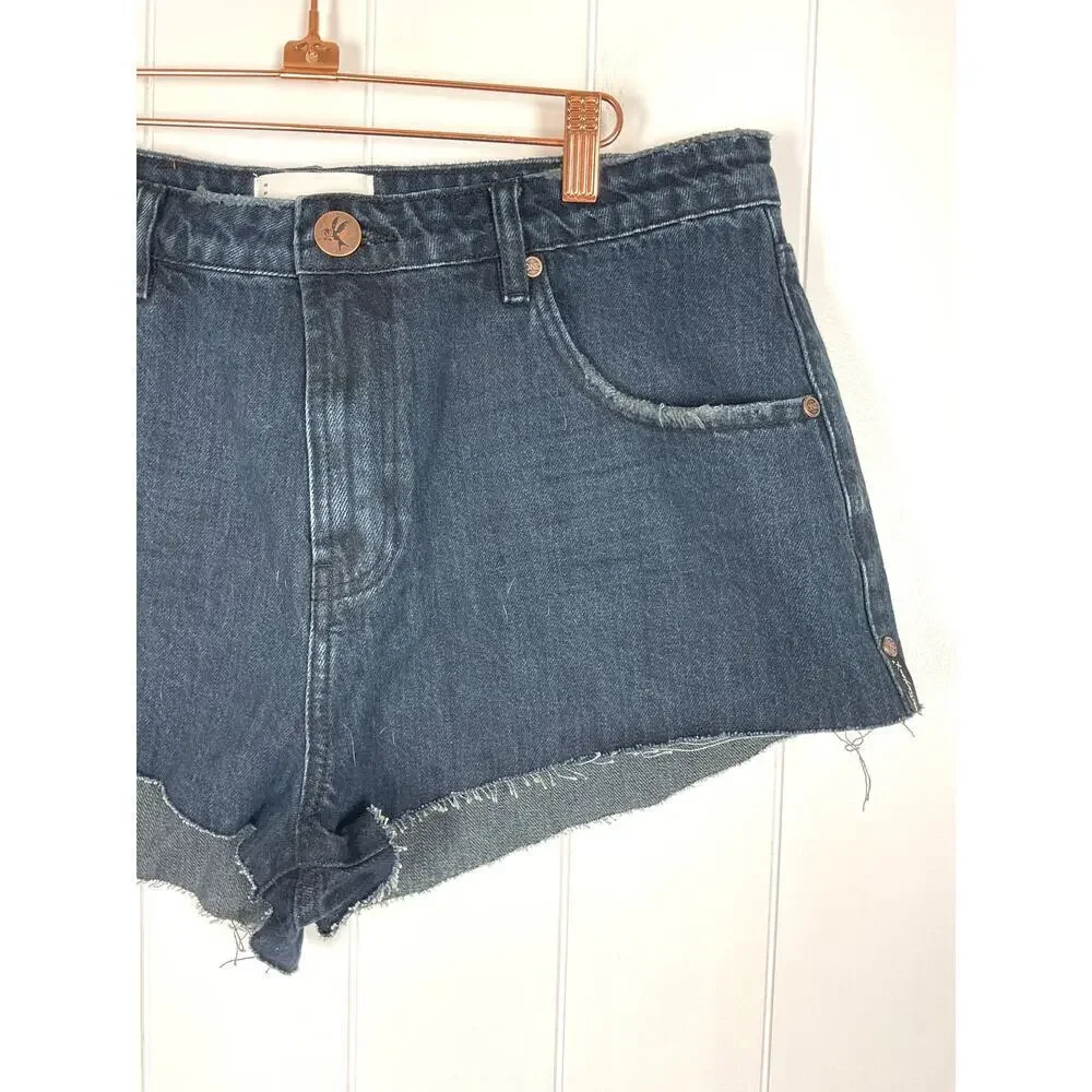 One‎ Teaspoon The One Fox Black Denim Cut Off Shorts NWT Size 34